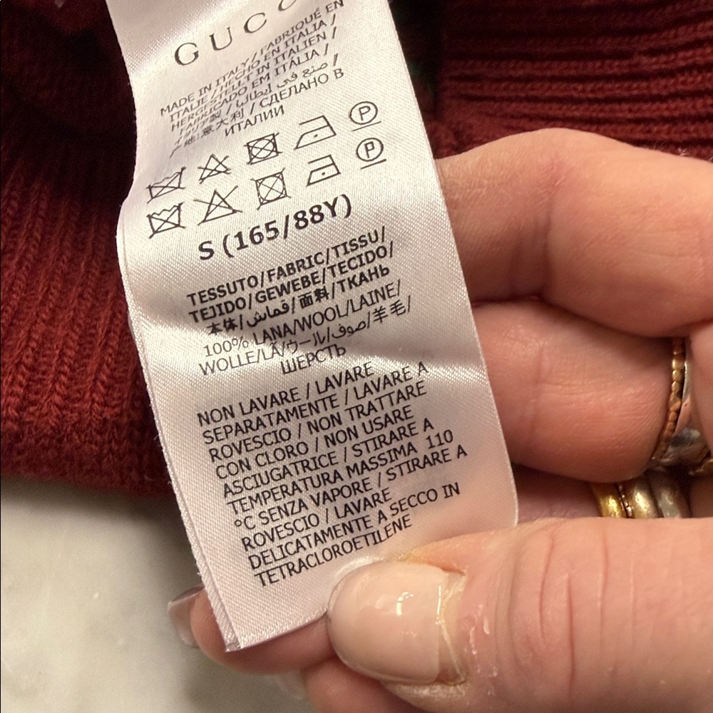 GUCCI 2021 Burgundy Floral Intarsia Wool Jumper Size Small - Picture 7 of 8
